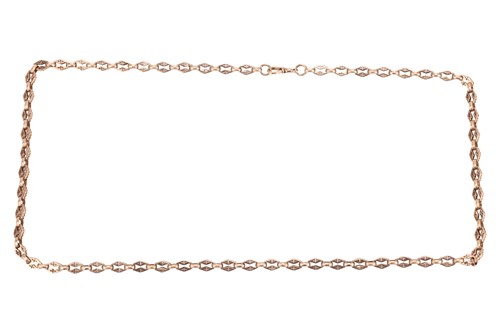 Lot 85 - A long fancy guard chain in 9ct gold, of...