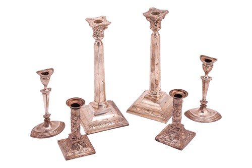 Lot 357 - A large pair of hollow silver Corinthian...