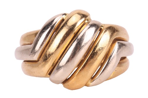 Lot 69 - A two-tone dress ring in 18ct gold, of...