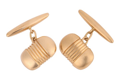 Lot 217 - A pair of oblong cufflinks, with reeded...