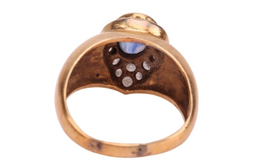 Lot 82 - A sapphire and diamond dress ring, the...