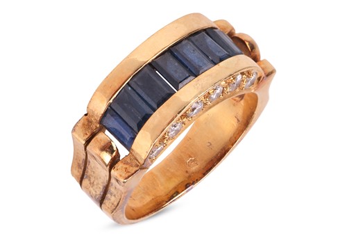 Lot A sapphire and diamond dress ring, consisting...