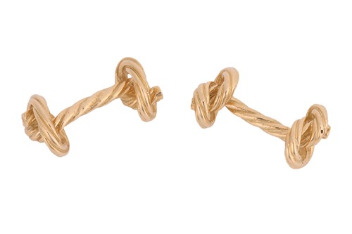 Lot 192 - A pair of 'Marine knot' cufflinks, textured...