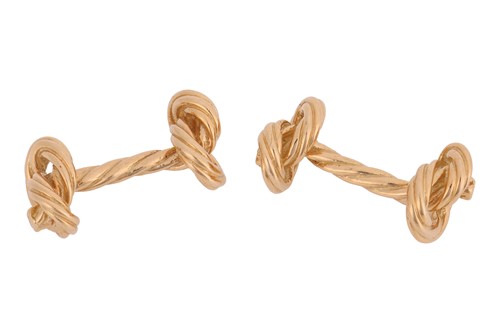 Lot 205 - A pair of 'Marine knot' cufflinks in 18ct...
