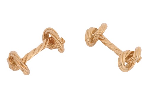 Lot 287 - A pair of 'Marine knot' cufflinks, textured...