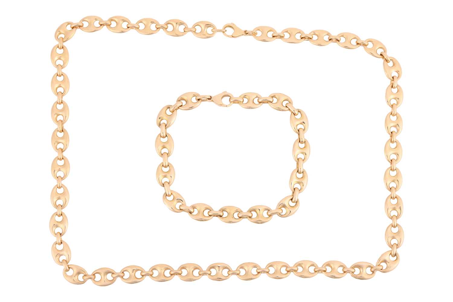 Lot 203 - A heavy anchor link necklace and a matching...