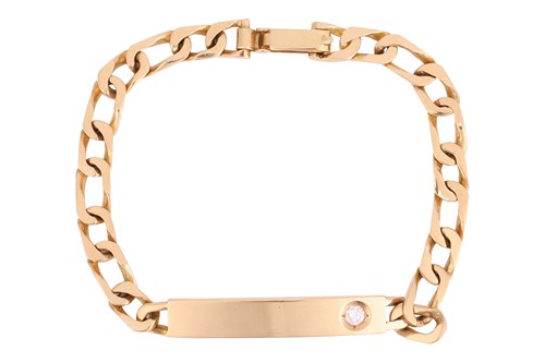 Lot 16 - A diamond-set ID bracelet, the rectangular...