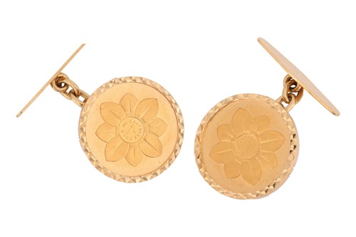 Lot 242 - A pair of coin-mounted cufflinks, each set...