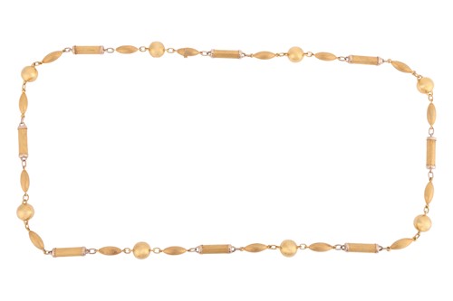 Lot 254 - A long fancy link necklace, comprising a...