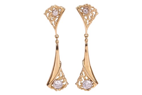 Lot 285 - A pair of diamond-set drop earrings, of...