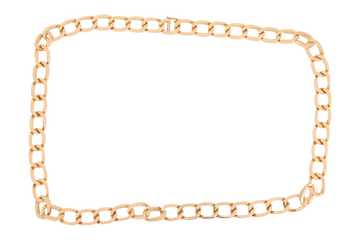 Lot 13 - A long curb link chain, fastens with a...