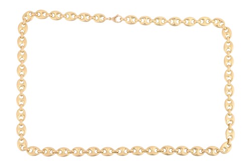 Lot 92 - A long heavy anchor link chain, fastened with...