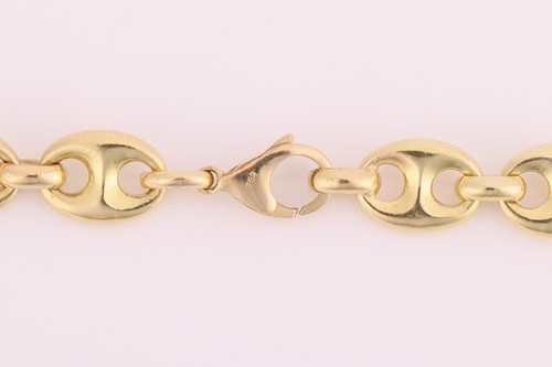 Lot 92 - A long heavy anchor link chain, fastened with...