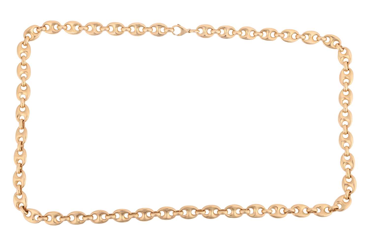 Lot 18 - A long heavy anchor link chain, fastened with...