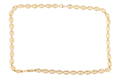 Lot 54 - A long heavy anchor link chain, fastened with...