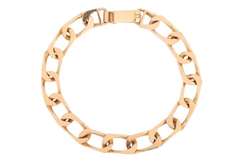 Lot 12 - A flat curb link bracelet, fastens with a...