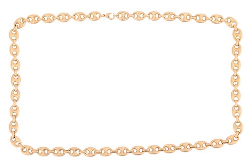 Lot 111 - A long heavy anchor link chain, fastened with...