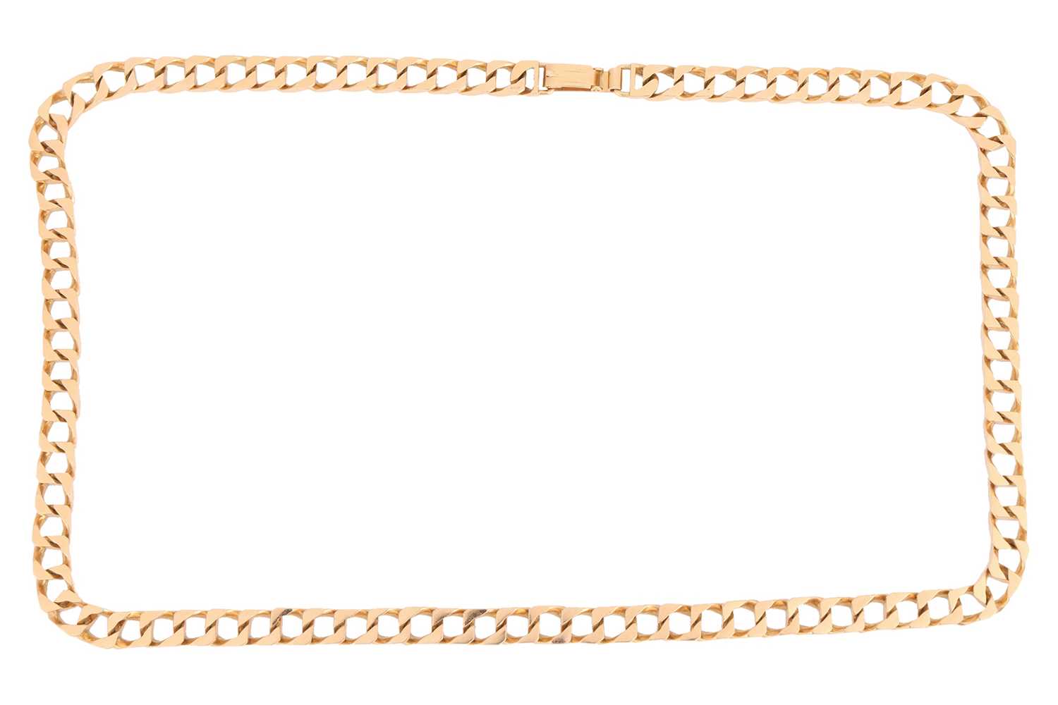 Lot 15 - A long heavy curb link chain, completed with a...