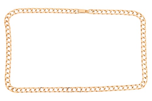Lot 15 - A long heavy curb link chain, completed with a...
