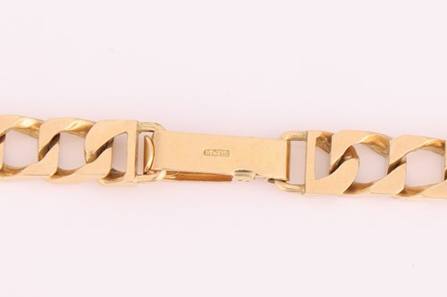Lot 15 - A long heavy curb link chain, completed with a...
