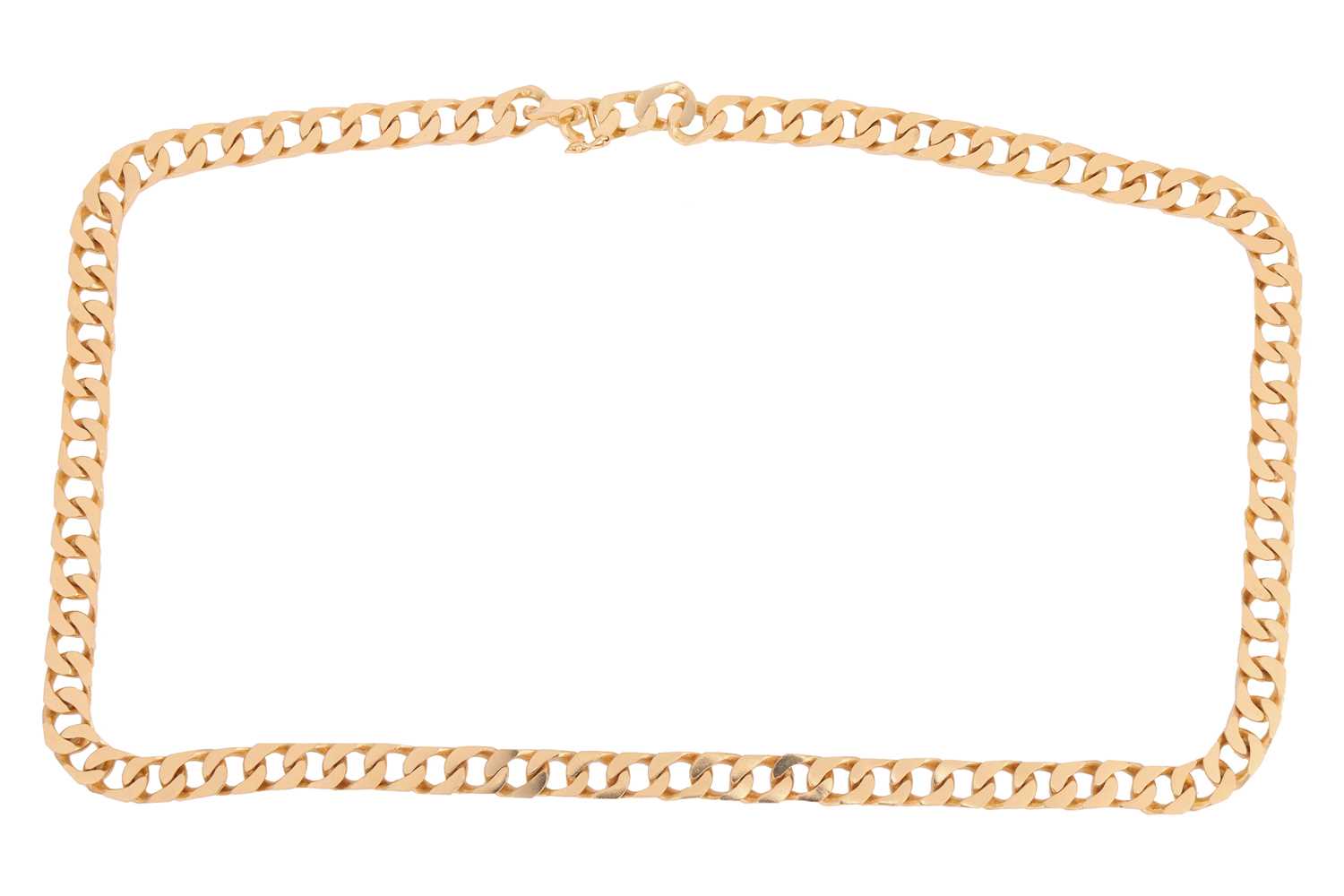 Lot 27 - A long curb link chain, the heavy flat curb...