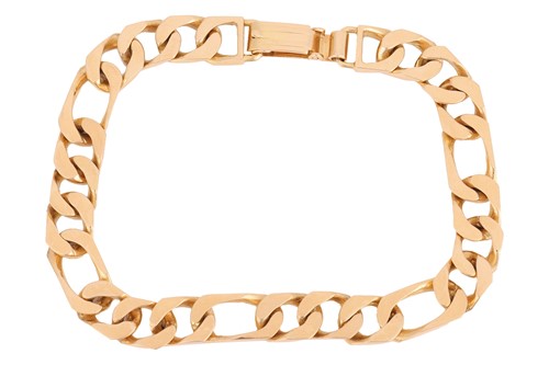 Lot 26 - A flat Figaro link bracelet, fastens with a...
