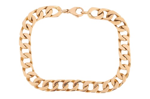 Lot 18 - A flat curb link bracelet, completed with a...