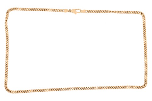 Lot 24 - A flat curb link necklace, completed with a...
