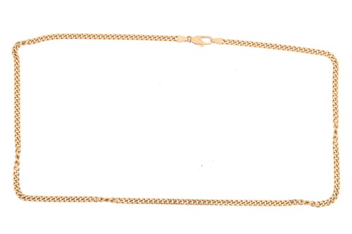 Lot 31 - A flat curb link necklace, the links measuring...