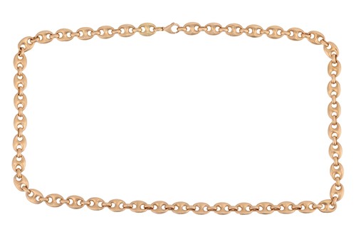 Lot 169 - A long heavy anchor link chain, fastened with...