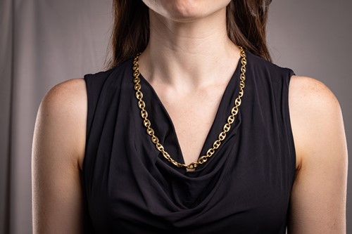 Lot 169 - A long heavy anchor link chain, fastened with...