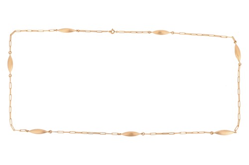 Lot 37 - A long fancy link necklace, comprising a...