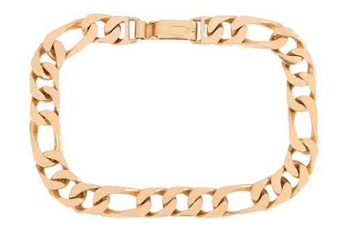 Lot 29 - A figaro flat curb link bracelet, the links...