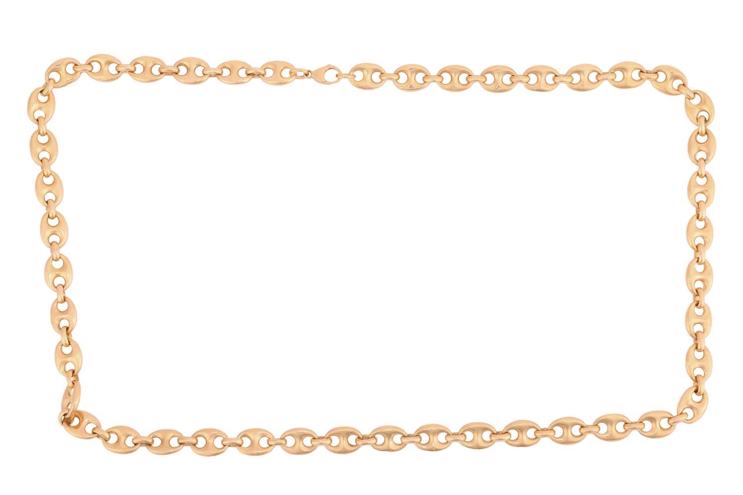 Lot 171 - A heavy anchor link chain in yellow metal,...