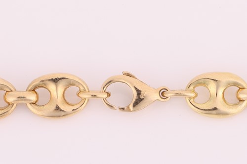 Lot 114 - A long heavy anchor link chain, fastened with...