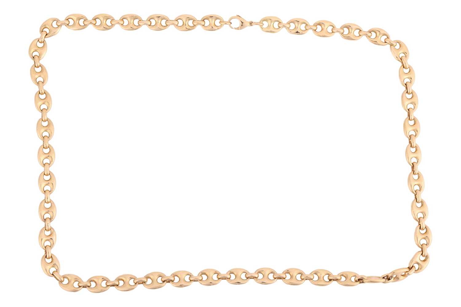 Lot 114 - A long heavy anchor link chain, fastened with...