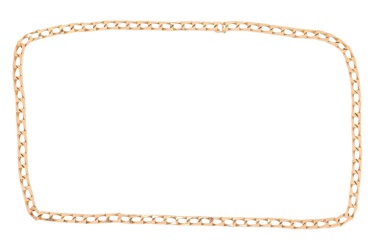 Lot 20 - A square curb link necklace, comprising a...