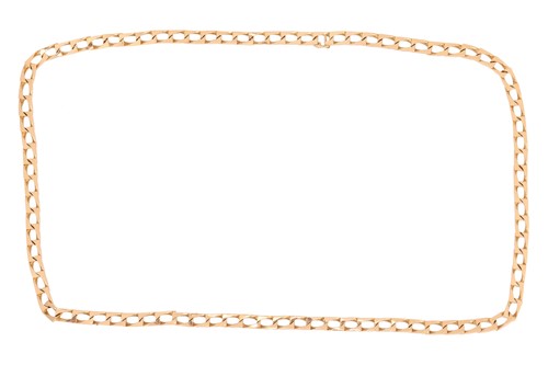Lot 20 - A square curb link necklace, comprising a...