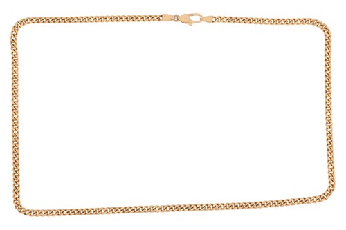 Lot 23 - A flat curb link necklace, completed with a...
