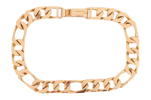Lot 11 - A flat Figaro curb link bracelet, fastens with...