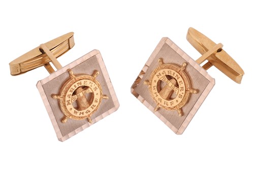 Lot 155 - A pair of cufflinks of nautical interest, the...