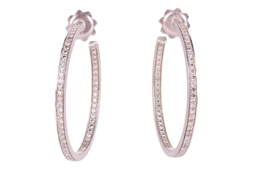 Lot Mappin & Webb - A pair of diamond-set hoop...