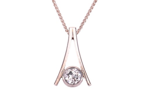 Lot 195 - A diamond solitaire pendant, composed of an...