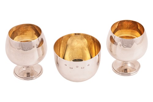 Lot 349 - Two modern silver brandy goblets and a...