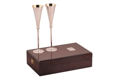 Lot 348 - A presentation cased pair of tall Champagne...