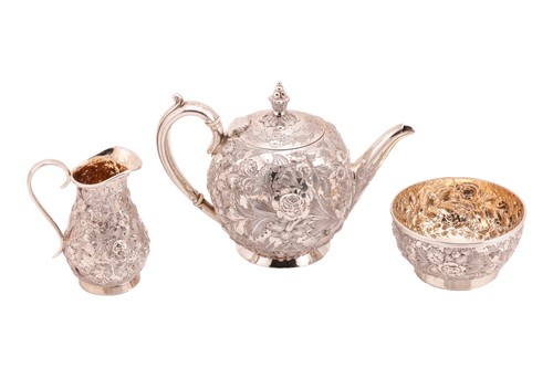 Lot 372 - A Victorian silver three-piece bachelor's tea...