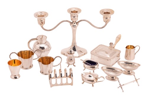 Lot 394 - A 20th-century silver, three-sconce table...