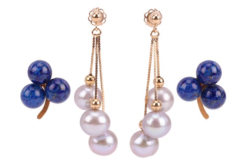 Lot 75 - Two pairs of earrings; to include a pair of...