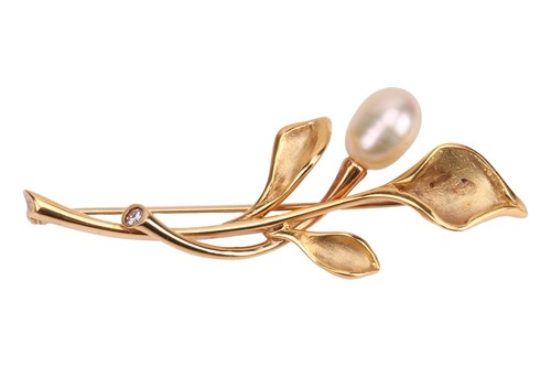 Lot 66 - A gem-set spray brooch, the stylised...