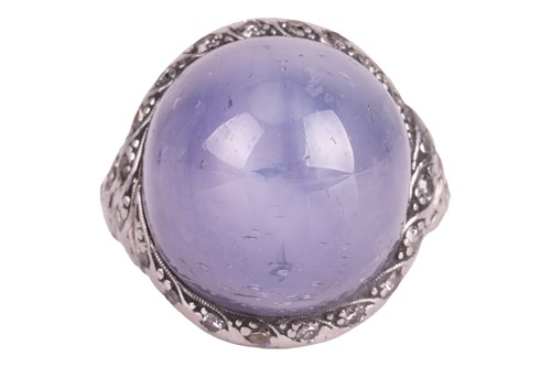 Lot 51 - An Art Deco Ceylon star sapphire and diamond...